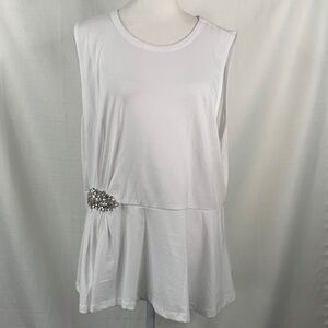 Express Sleeveless White Peplum Top with Rhinestone Waist Embellishment- NWT